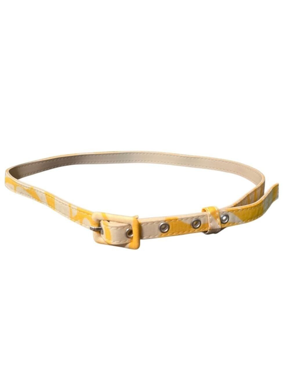 Yellow and Cream Skinny Belt Thin Retro
